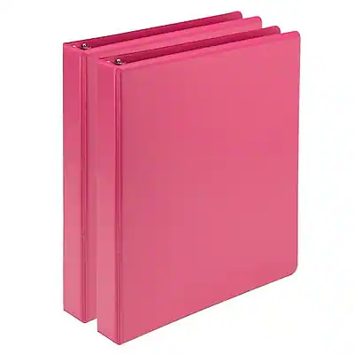 Front. Samsill - Samsill Fashion Colors 1" View Binders, 3-Ring , Made in USA, 2/Pack - Pink.