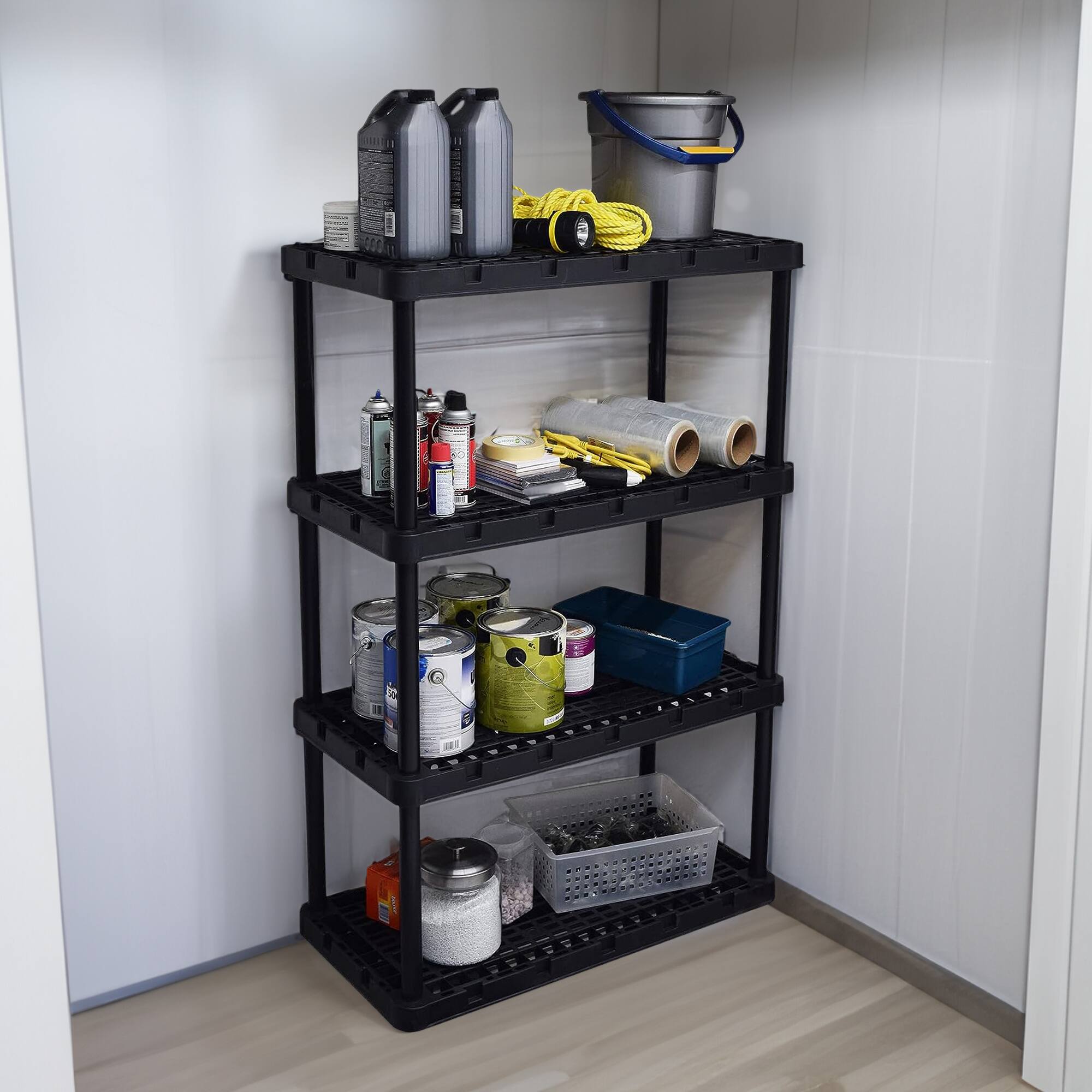 Alt View 2. Gracious Living - Gracious Living 4 Shelf Fixed Height Ventilated Heavy Duty Storage Unit, Black - Black.