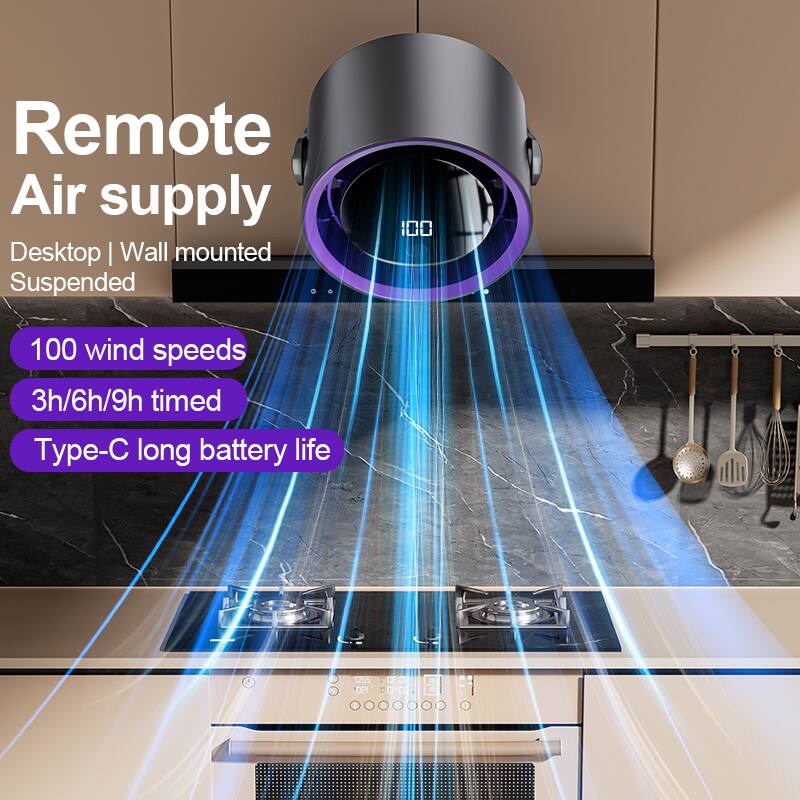 Remote Air supply  
Desktop | Wall mounted | Suspended  

100 wind speeds  
3h/6h/9h timed  
Type-C long battery life