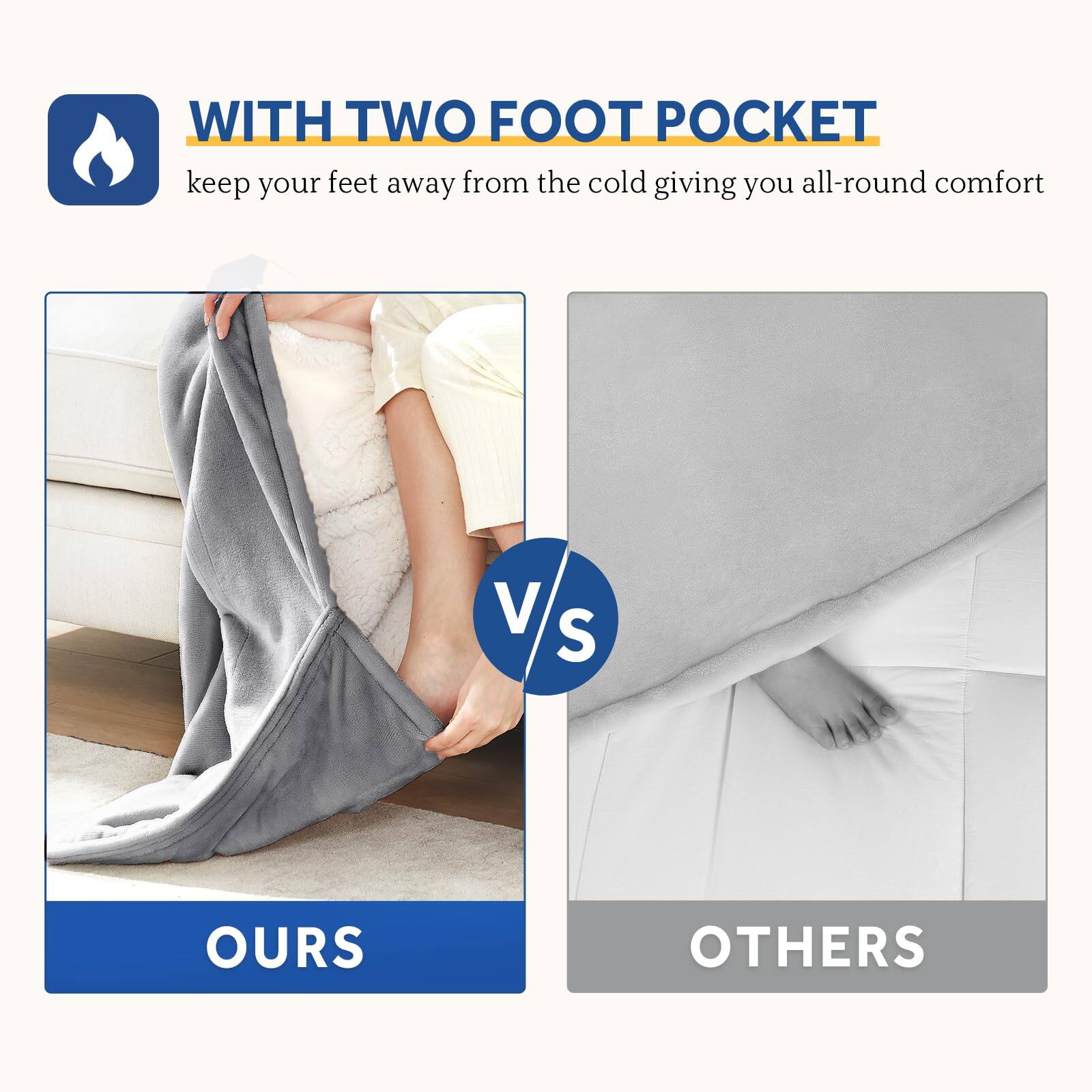 WITH TWO FOOT POCKET  
keep your feet away from the cold giving you all-round comfort  

OURS  
VS  
OTHERS