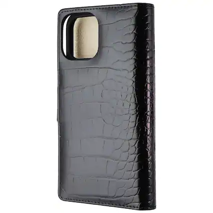 Front. iDeal of Sweden - iDeal of Sweden Cora Phone Wallet for iPhone 12 Pro Max - Jet Black Croco - Black.