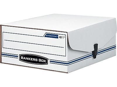 Bankers Box - Liberty Binder-Pak Corrugated File Storage Box, Snap Closure, Check & Voucher Size, White/Blue (48110) - White and Blue price history on PriceWatchPro