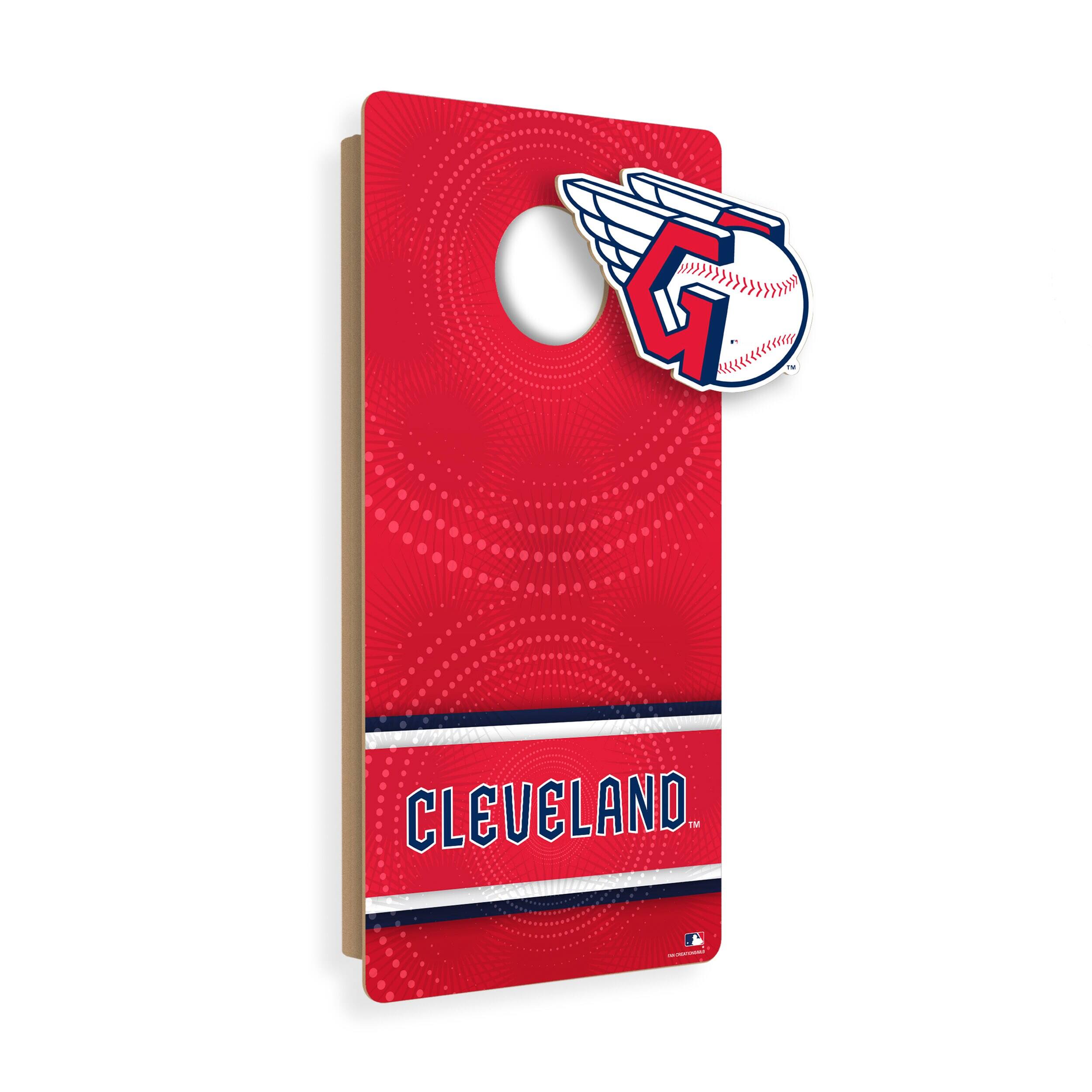 Front. Fan Creations - Cleveland Guardians Wall Hanging Cornhole Board - Multicolor.