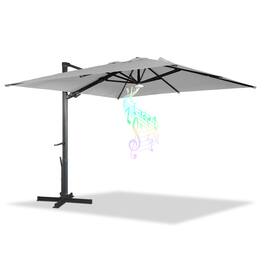 Mondawe - 10x10ft Patio Cantilever Umbrella Square Large Offset Umbrella with Bluetooth Speaker - Gray