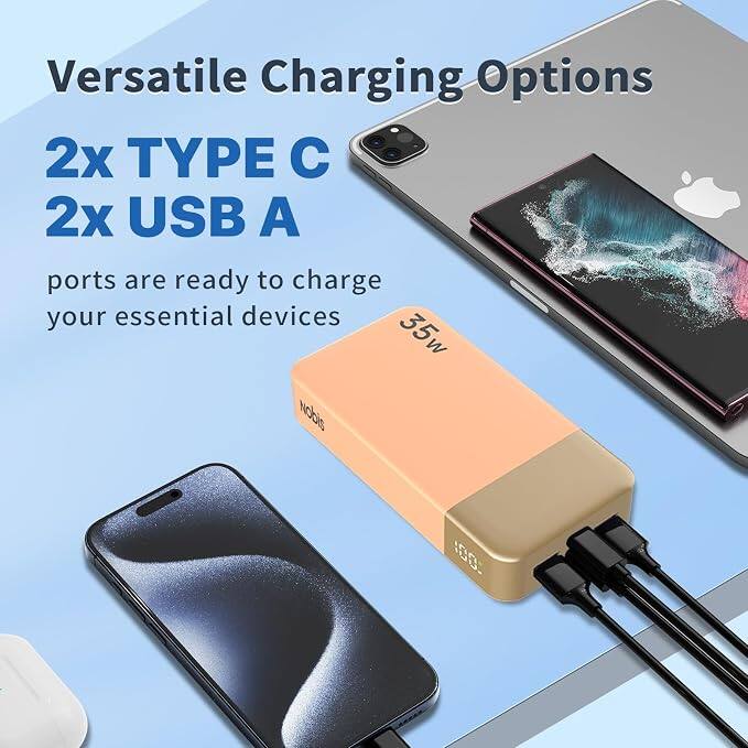 Versatile Charging Options  
2x TYPE C  
2x USB A  
ports are ready to charge your essential devices  
35w  
100