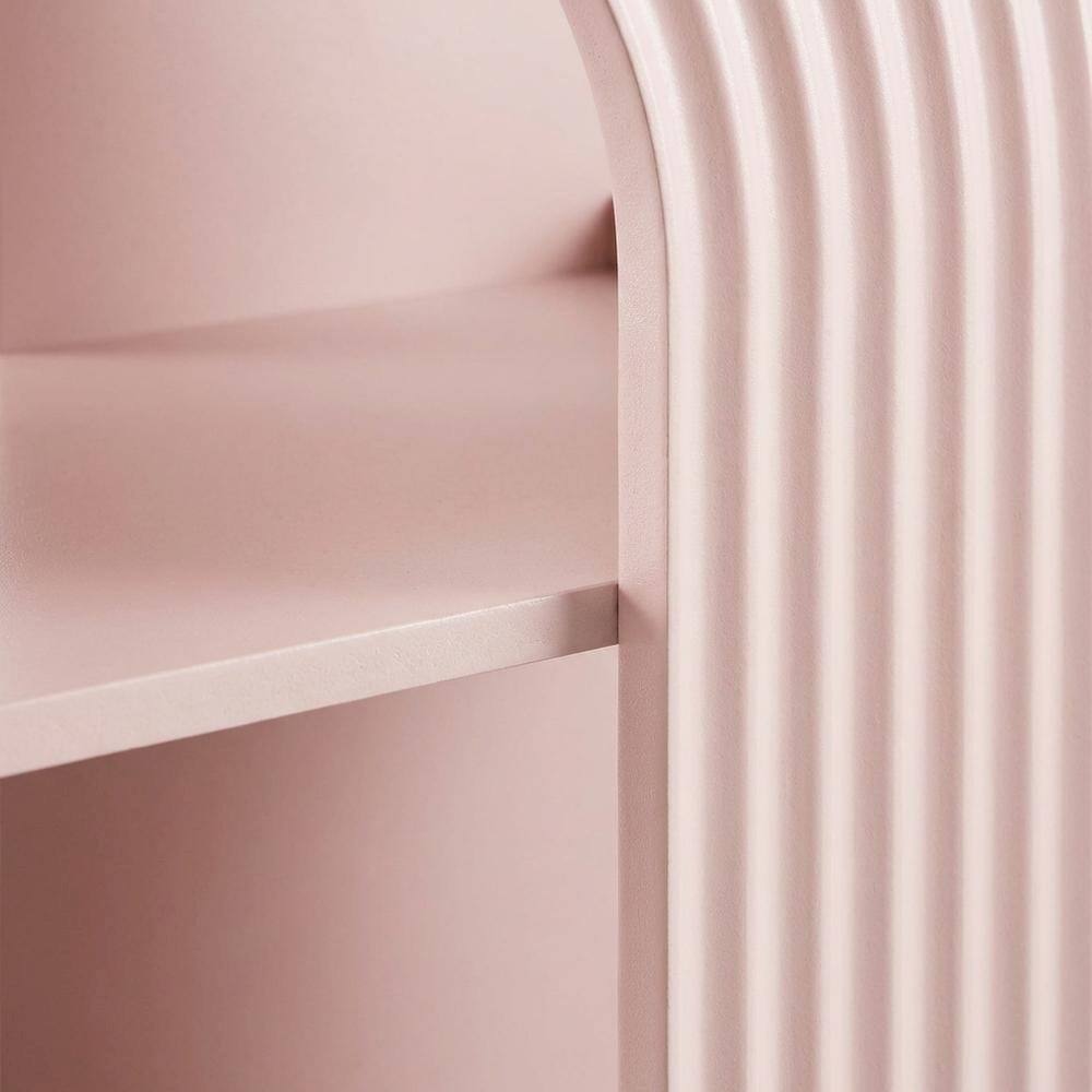 Alt View 1. FurniFact - Red arched bookshelf with spacious shelves and nylon accents - Pink.