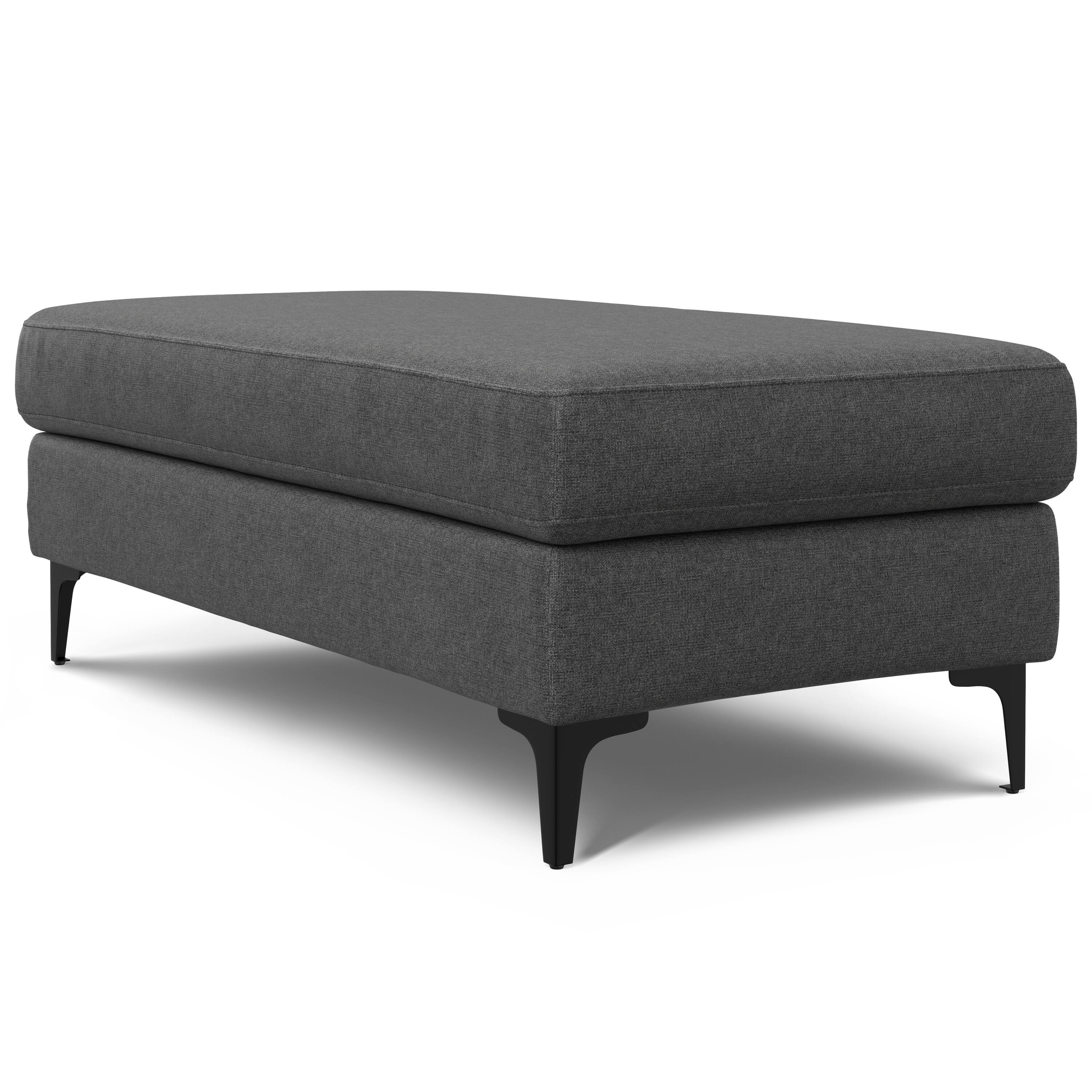 Alt View 3. Simpli Home - Ava Large Rectangular Ottoman in Tightly Woven Performance Fabric - Pebble Grey.