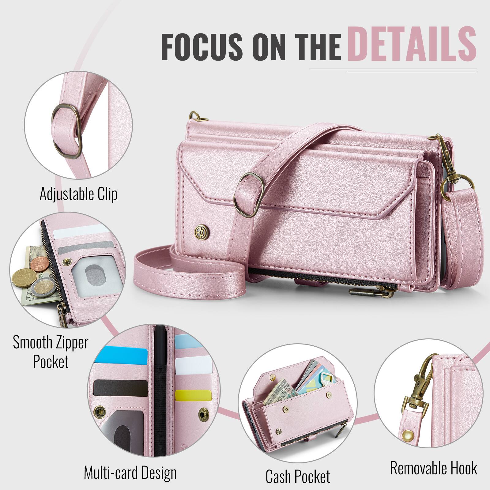 FOCUS ON THE DETAILS

- Adjustable Clip
- Smooth Zipper Pocket
- Multi-card Design
- Cash Pocket
- Removable Hook