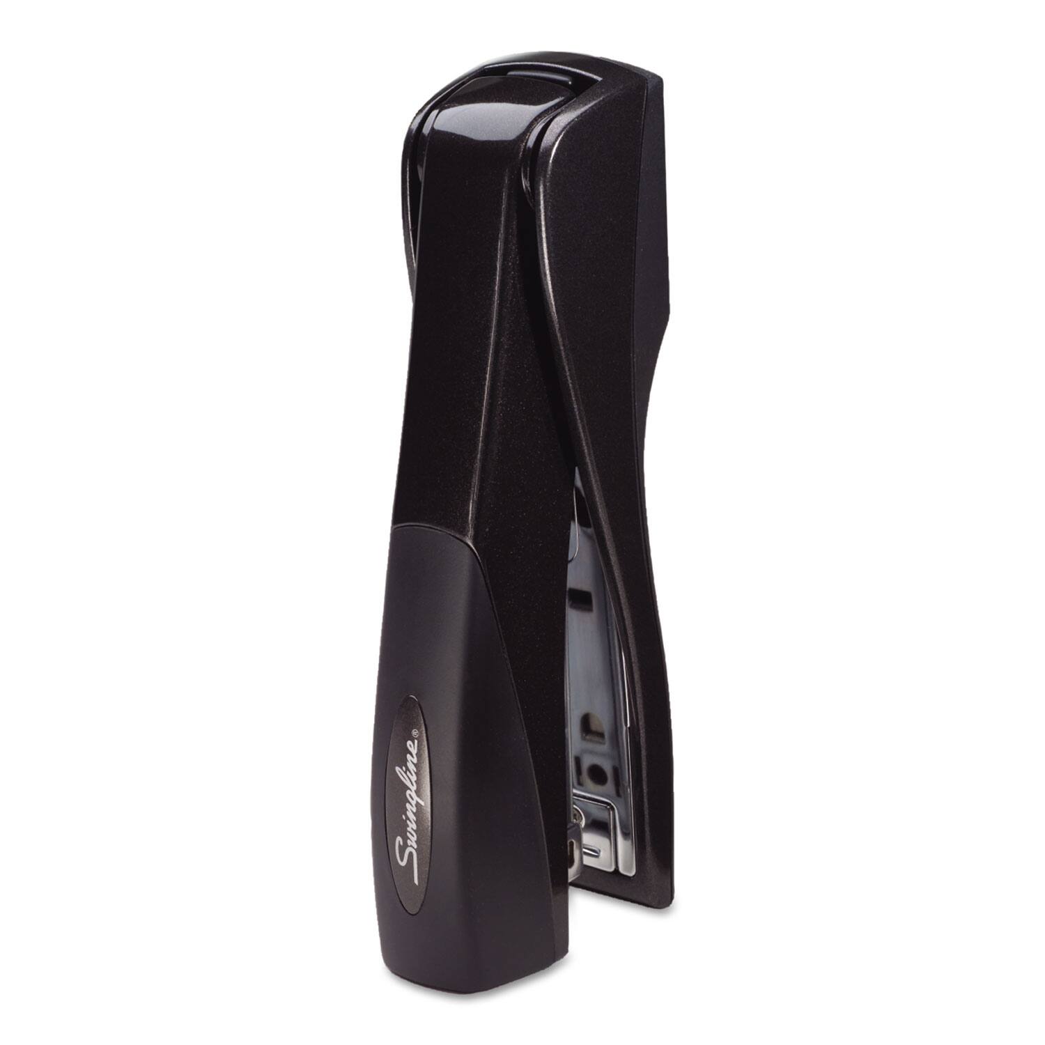Left. Swingline - Optima Grip Full Strip Stapler, 25-Sheet Capacity, Graphite Black.