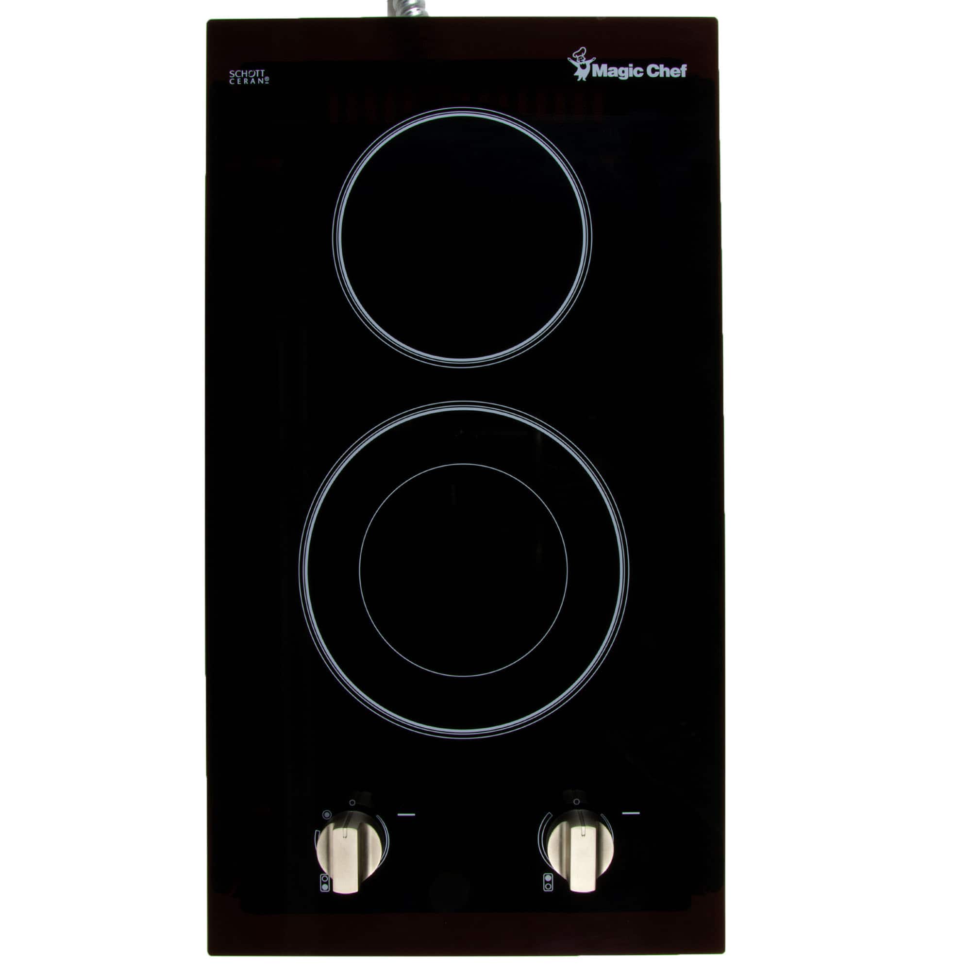 Magic Chef - 12 in. Radiant Electric Ceramic Glass Cooktop with 2 Burner Elements Including Dual Radiant Burner - Black