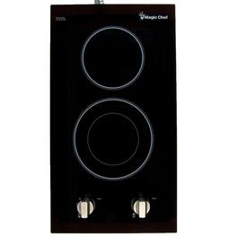 Magic Chef - 12 in. Radiant Electric Ceramic Glass Cooktop with 2 Burner Elements Including Dual Radiant Burner - Black