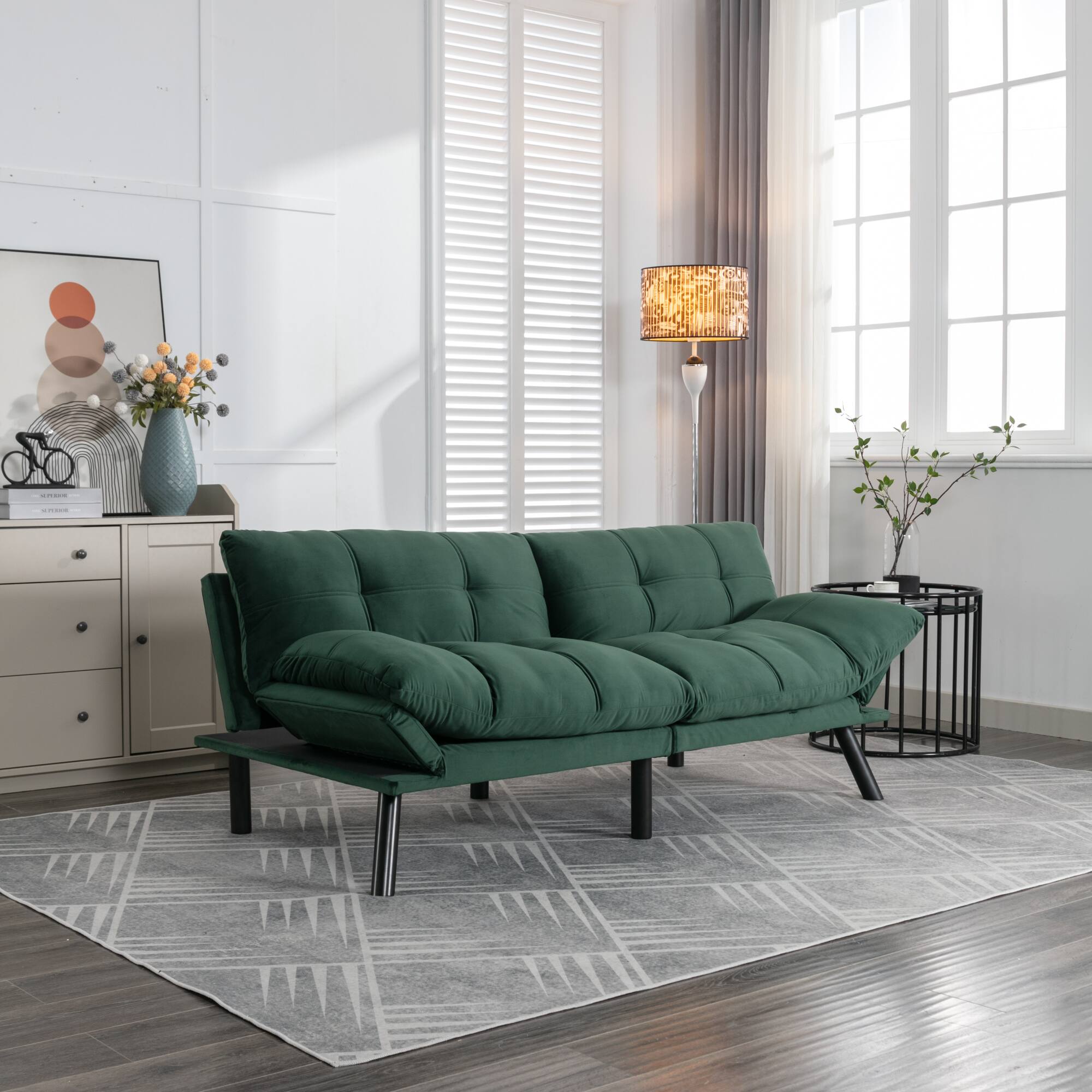 Alt View 5. GOODSILO - Convertible Folding Sofa Bed with Adjustable Armrests and Backrest for Small Spaces - Emerald.