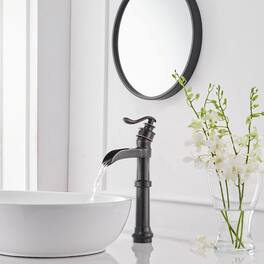 Waterfall Single Hole Single-Handle Vessel Bathroom Faucet with Drain Assembly in Oil Rubbed Bronze