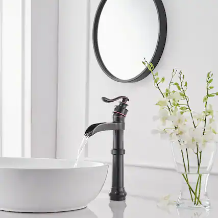 Front. Boyel Living - Waterfall Single Hole Single-Handle Vessel Bathroom Faucet with Drain Assembly in Oil Rubbed Bronze - Oil Rubbed Bronze.