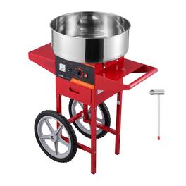 VEVOR - Electric Cotton Candy Machine with Cart, 1000W Commercial Candy Floss Maker with Stainless Steel Bowl, Sugar Scoop - Red