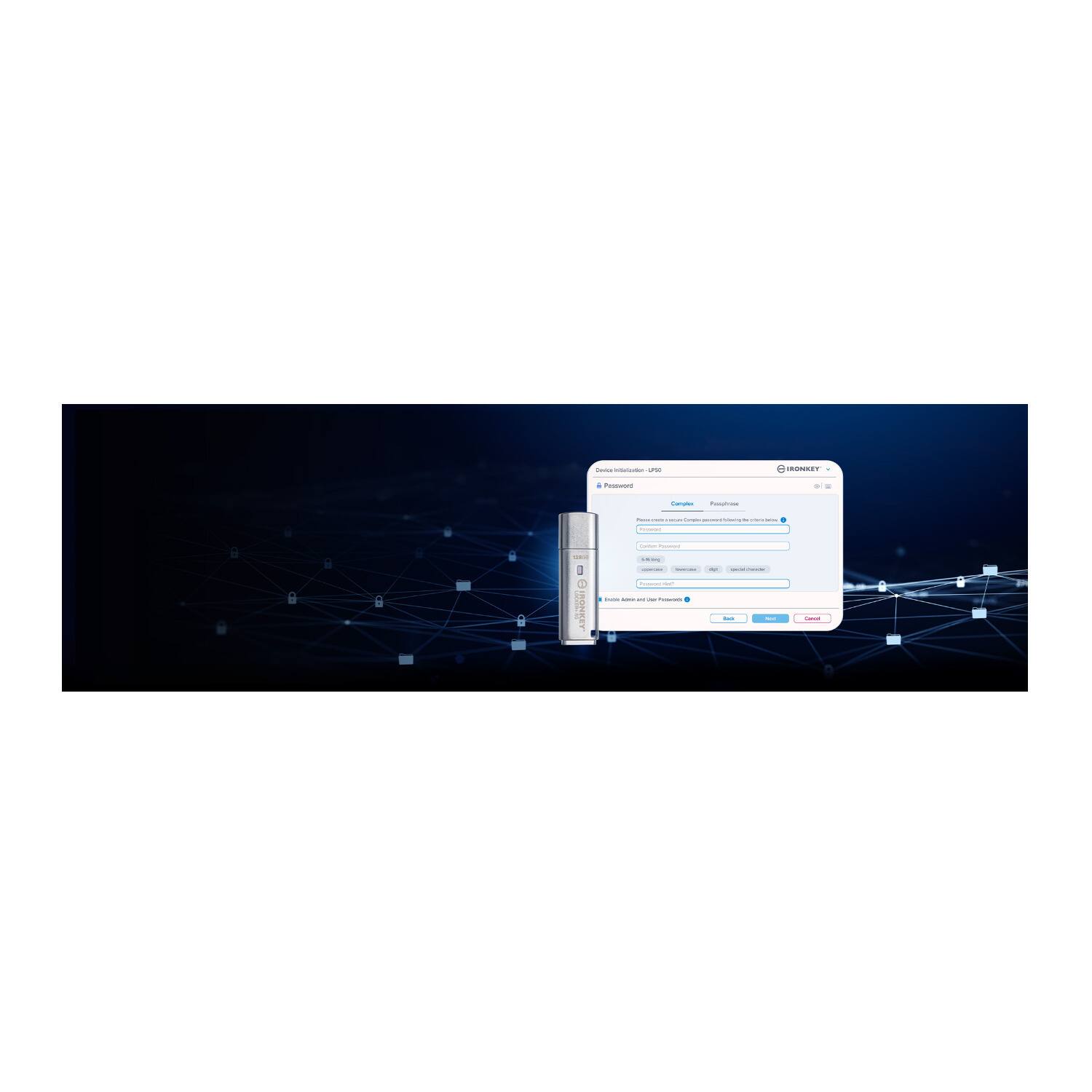 Back. Kingston - Kingston 128GB IronKey Locker+ 50 USB Type-A Flash Drive - N/A.