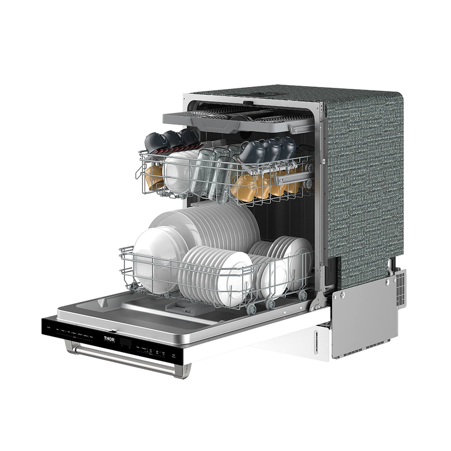 Alt View 7. Thor Kitchen - 24" Top Control Built-In Dishwasher Stainless Steel Tub with 3rd Rack, 47 dBA - Matte White.