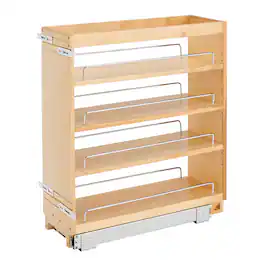 Rev-A-Shelf - 8" Pullout Kitchen Cabinet Organizer Pantry Spice Rack, 448-BC-8C - Natural Maple
