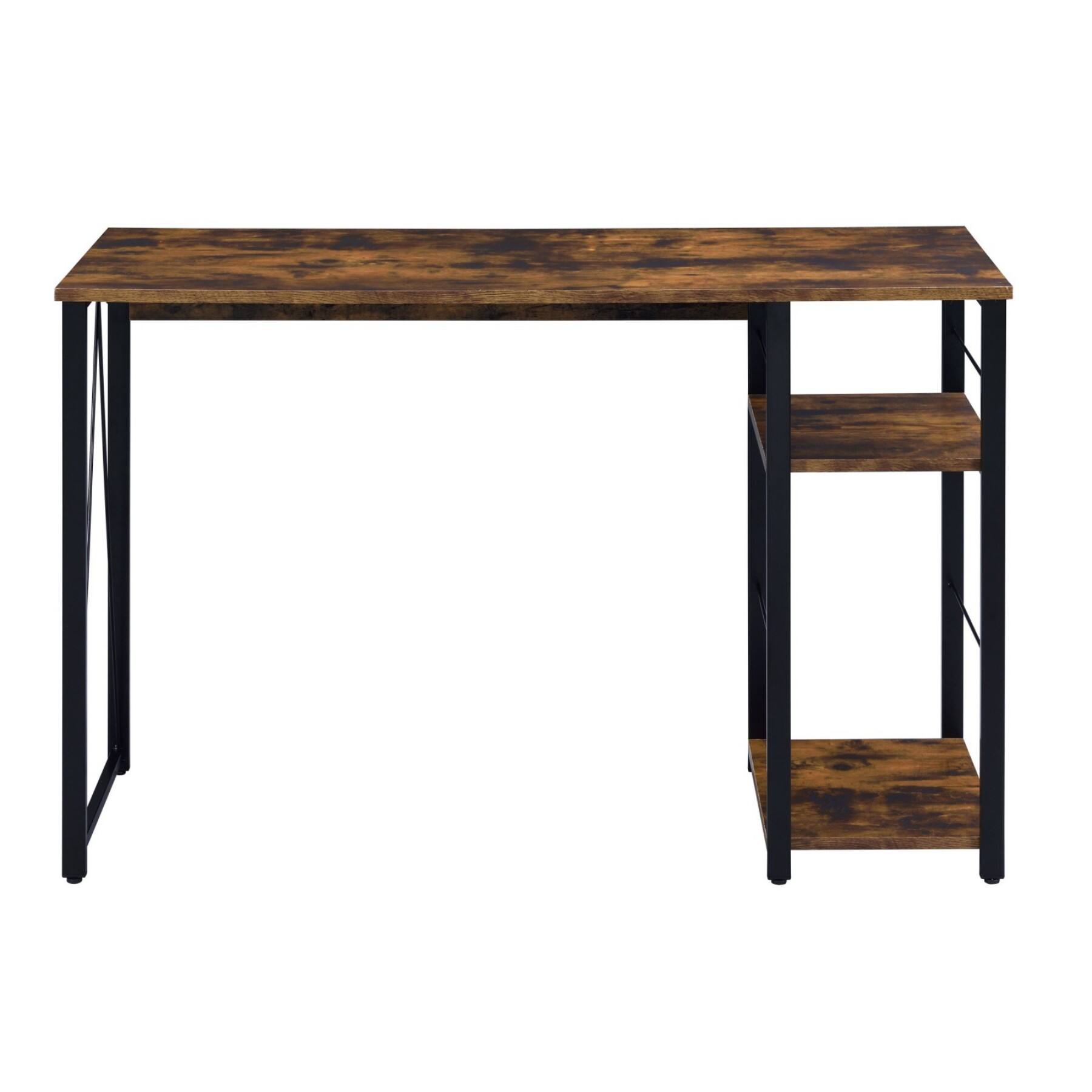 Alt View 7. Glintex - 47.5" Industrial Writing Desk with Spacious Surface, Two Open Shelves, Lower Shelf for Computer Tower, Sturdy Metal Base - Black+Brown.