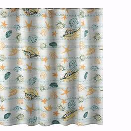 Greenland Home Fashions - Kona Luxurious Buttonhole Top Shower Curtain 72" x 72" - Ocean