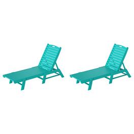 WestinTrends - Malibu Poly Reclining Outdoor Patio Chaise Lounge Chair Adjustable (Set of 2) - Turquoise