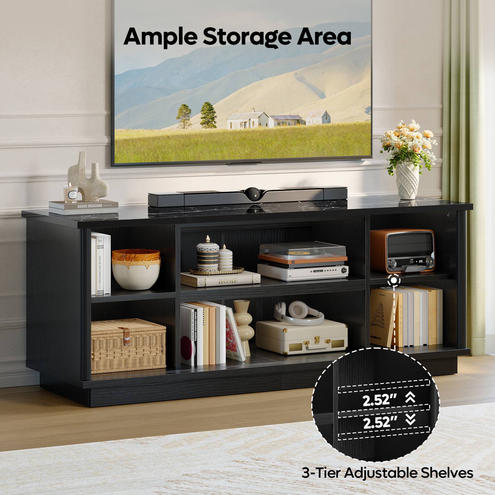 Ample Storage Area

3-Tier Adjustable Shelves

2.52" 2.52"