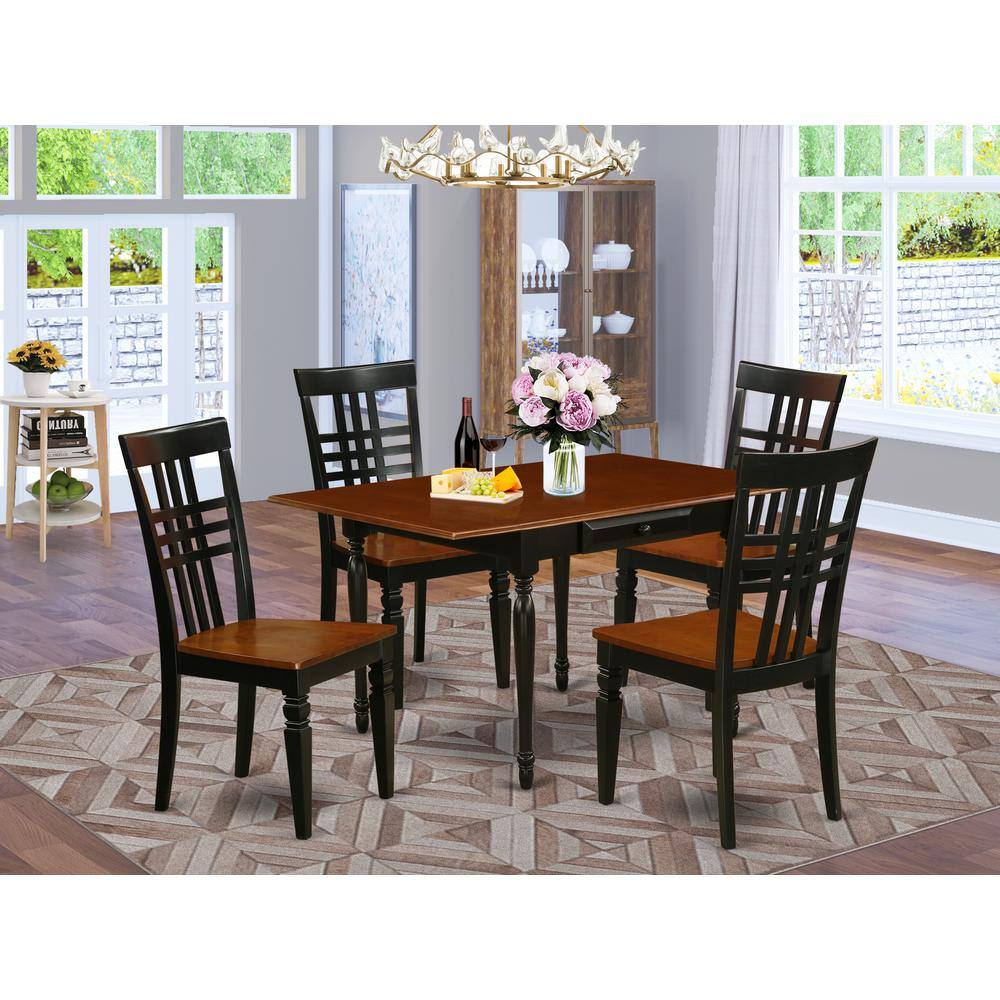 Left. East West Furniture - Dining Room Set Black & Cherry - Brown.