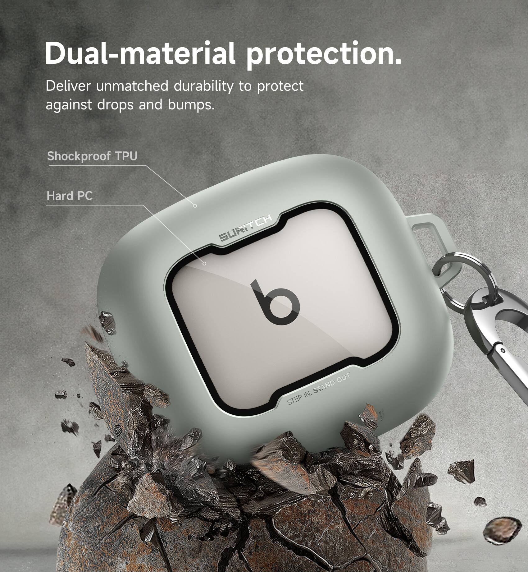 Dual-material protection. Deliver unmatched durability to protect against drops and bumps. Shockproof TPU Hard PC