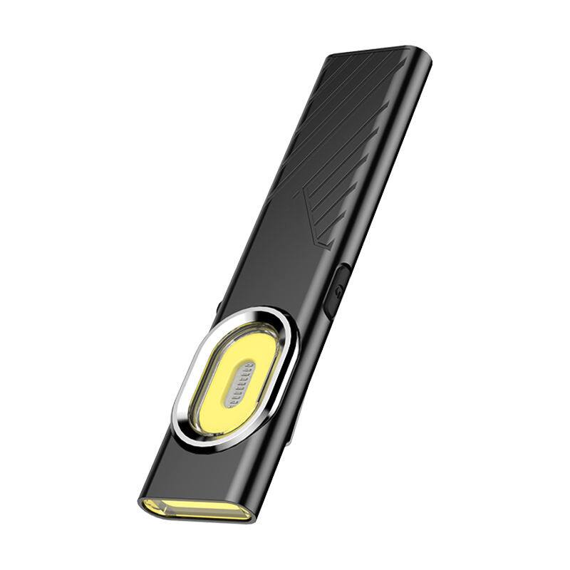 Angle. PRIMEPLUS - WT7 Hand-free 700-Lumen EDC Portable Flashlight with Magnetic Clip, Ultra-Slim, Aluminum Alloy, IP44 Water Resistant - Black.