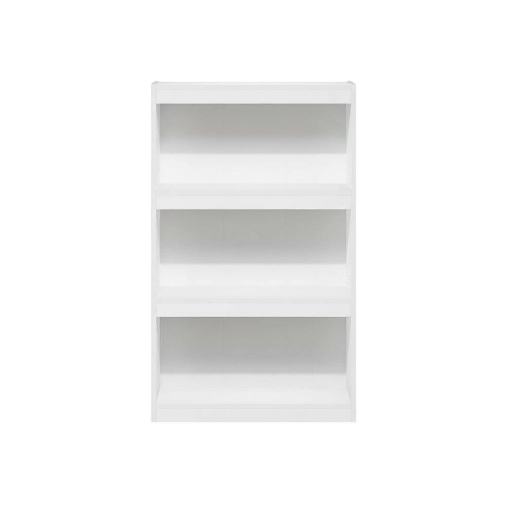 Back. FurniFact - 3-Tier Adjustable Shelf Bookcase with Modern Storage Design - White.