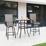 Nuu Garden - Outdoor 3-Piece Textilene Bar Set, Swivel Bar Stools and Bar Table - Gray/Black