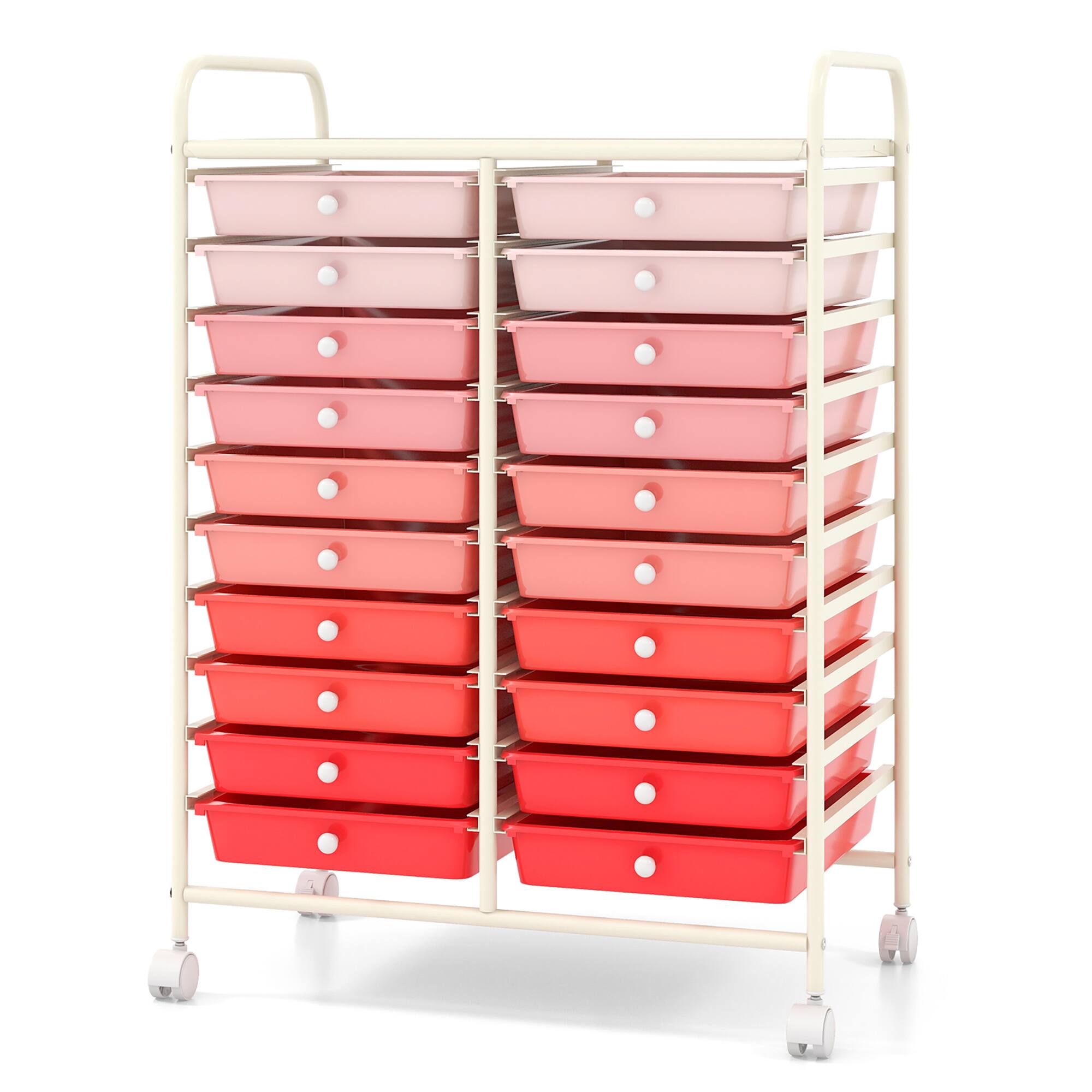 Alt View 9. Gymax - Gymax Office Rolling Cart 20 Storage Drawers Scrapbook Paper Studio Organizer Pink Gradient - Pink Gradient.