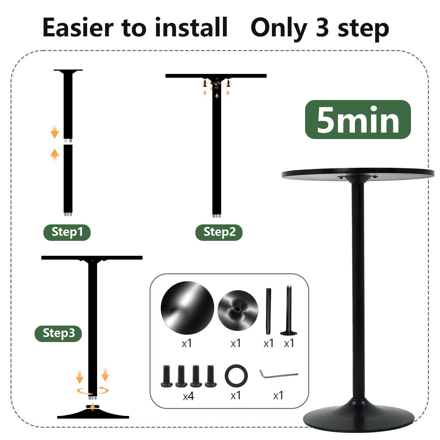 Easier to install  
Only 3 step  
5min  

Step1  
Step2  
Step3  

x1  
x1  
x1  
x1  
x4  
x1  
x1