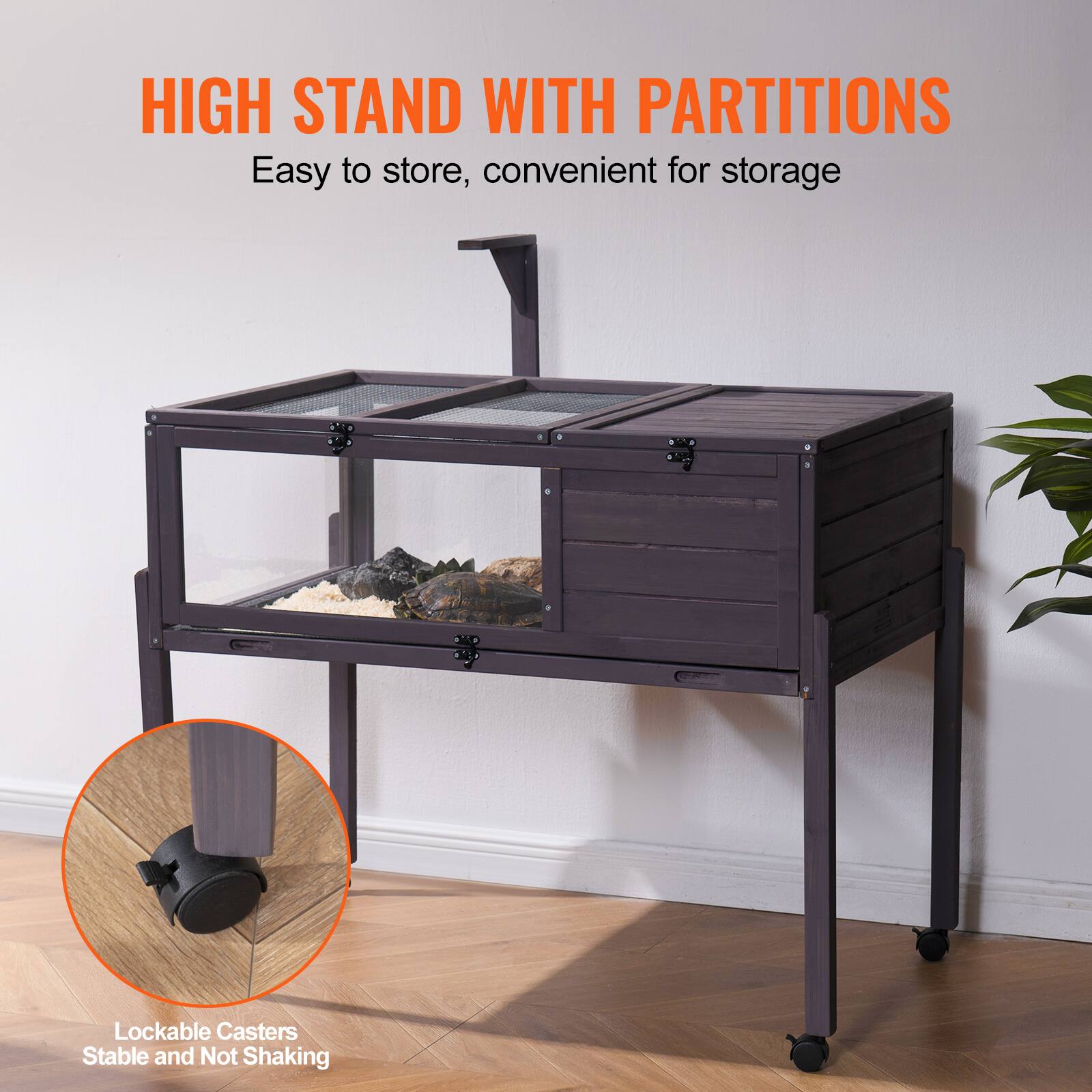 HIGH STAND WITH PARTITIONS  
Easy to store, convenient for storage  

Lockable Casters  
Stable and Not Shaking