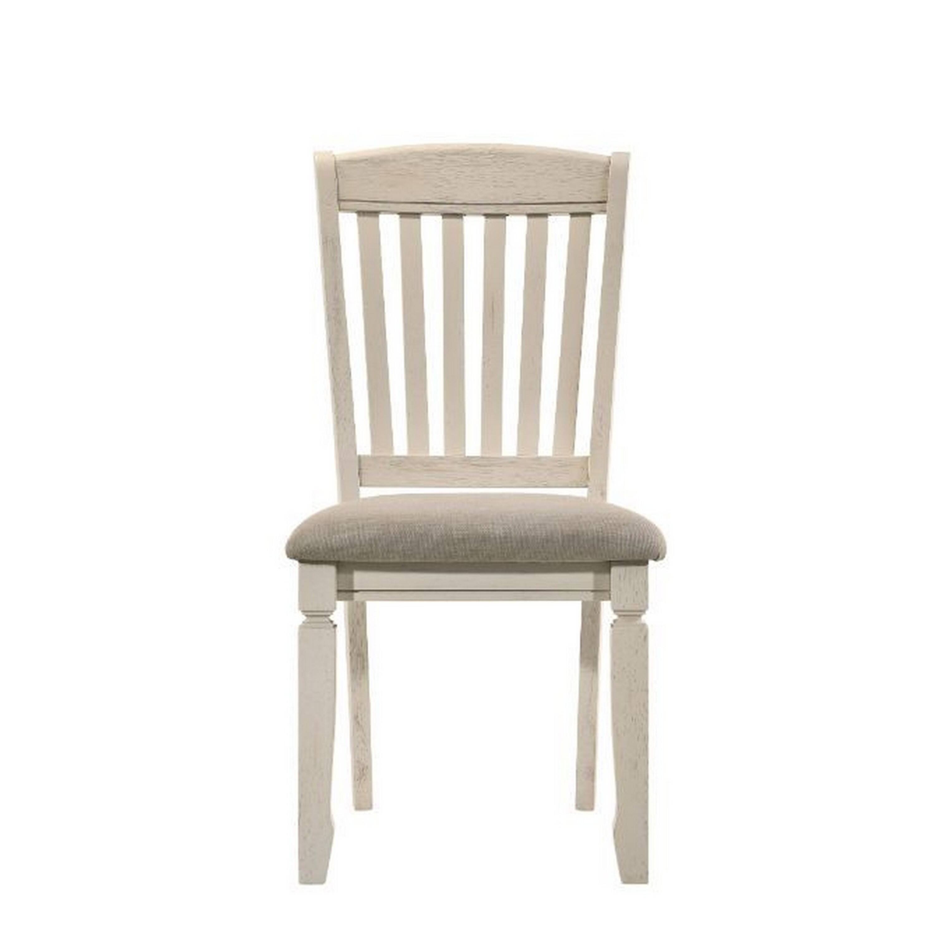 Alt View 1. Manhattan Lane - 18 Inch Dining Chair, Fabric Padded Seat, Slatted, Set of 2 - White.