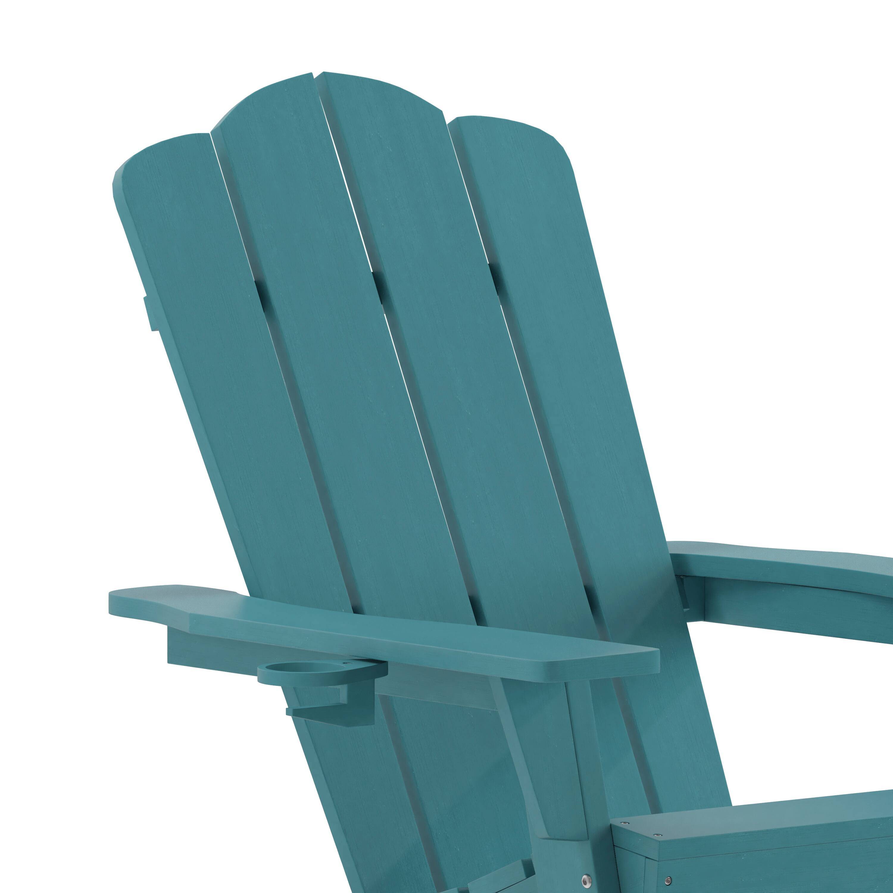 Alt View 10. Emma + Oliver - Tiverton Adirondack Chair with Cup Holder, Weather Resistant HDPE Adirondack Chair - Blue.