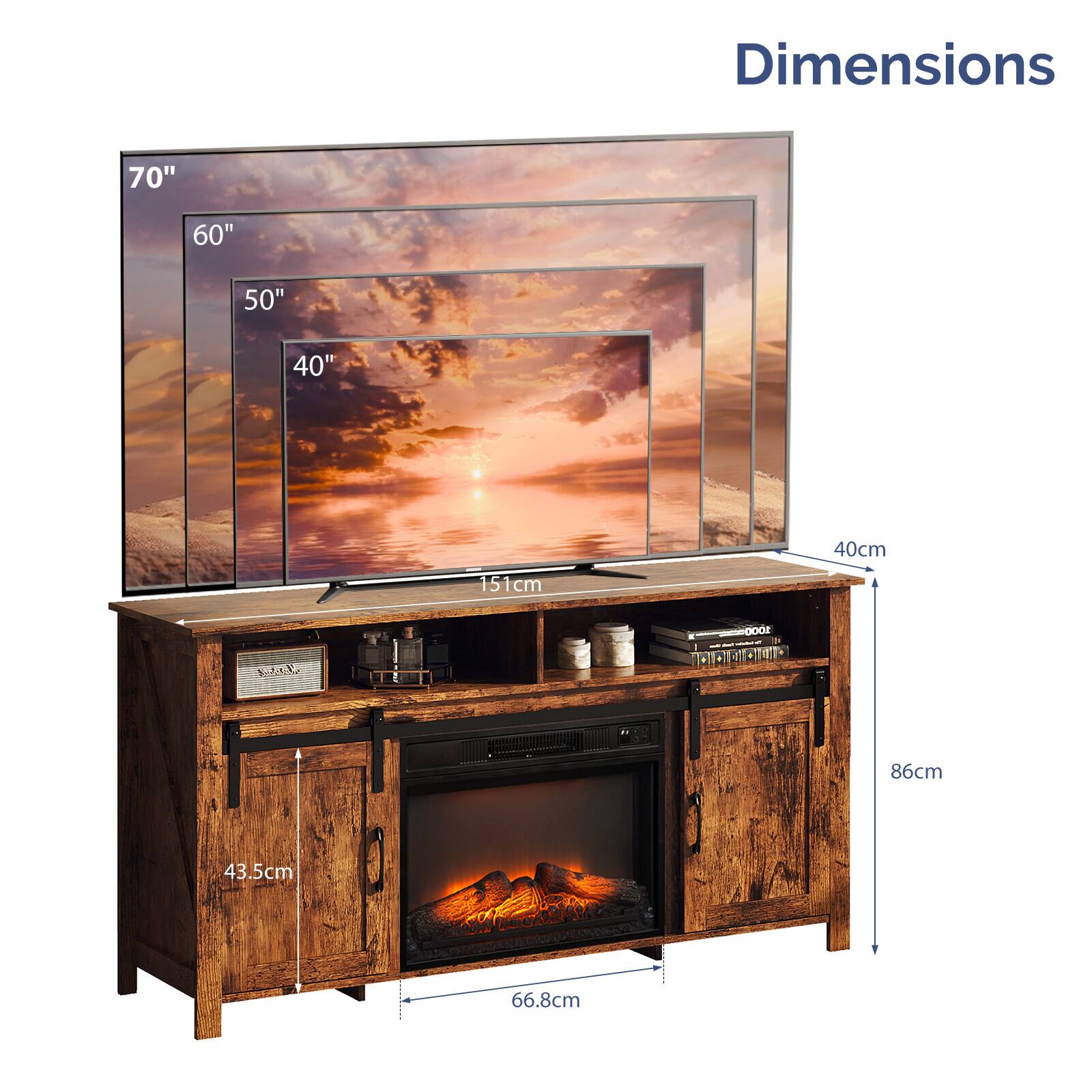 Dimensions:  
- 70"  
- 60"  
- 50"  
- 40"  
- 151cm  
- 40cm  
- 86cm  
- 43.5cm  
- 66.8cm