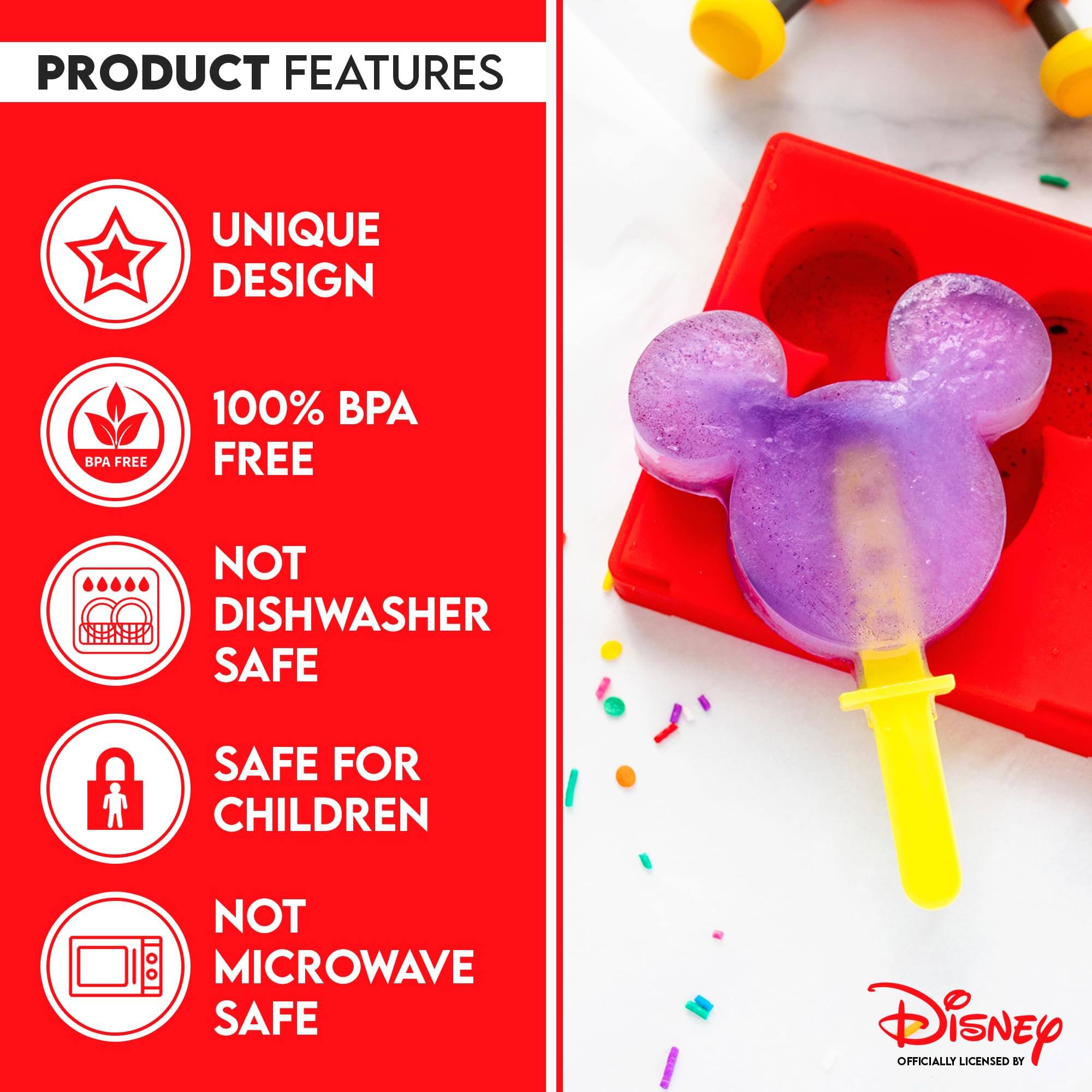 PRODUCT FEATURES

- UNIQUE DESIGN
- 100% BPA FREE
- NOT DISHWASHER SAFE
- SAFE FOR CHILDREN
- NOT MICROWAVE SAFE

OFFICIALLY LICENSED BY DISNEY