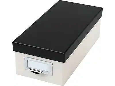 Front. Oxford - Index Card File Box, 1000-Card Capacity, Marble White/ - Marble White/Black.