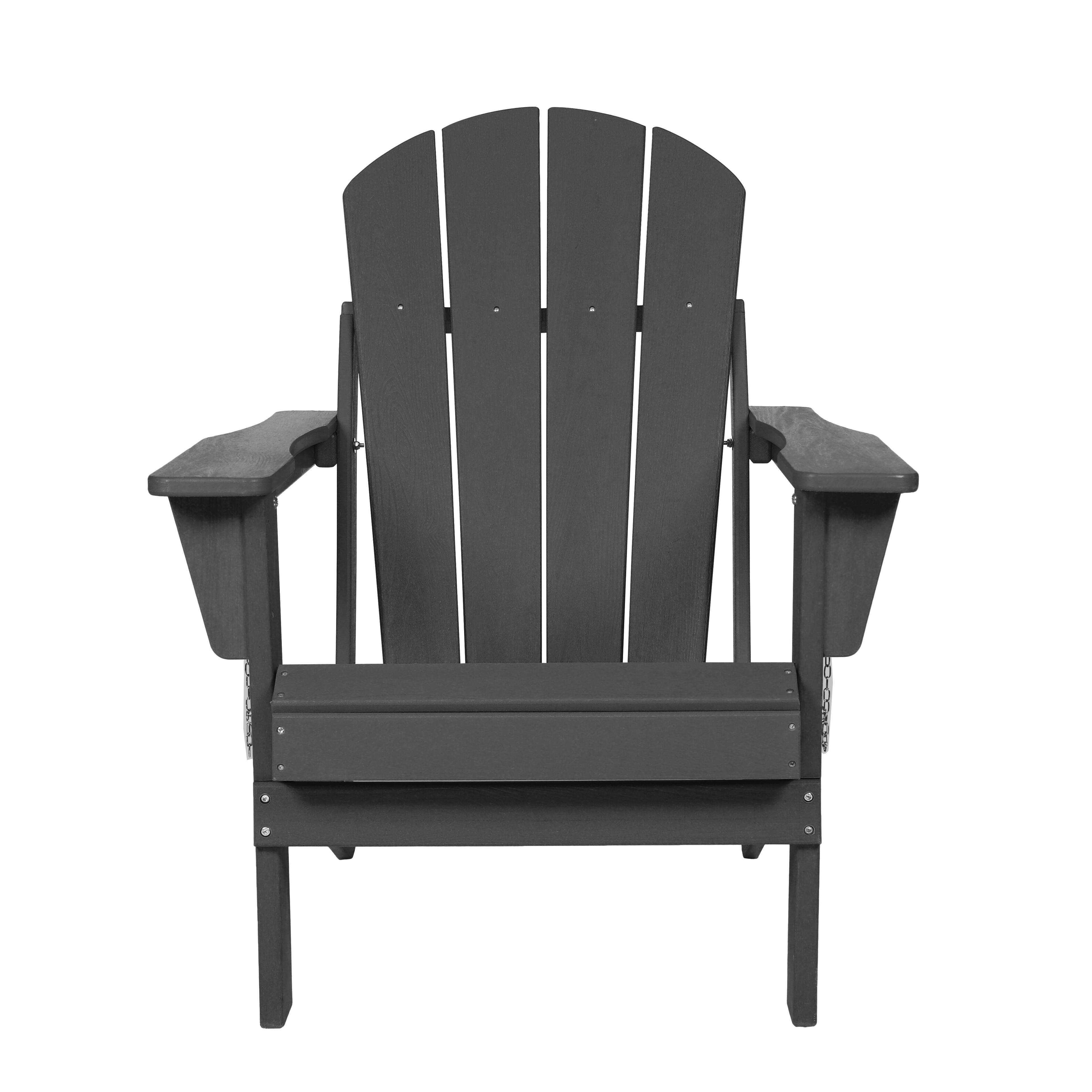 Alt View 6. Boyel Living - Folding HDPE Adirondack Chair with Wood Texture - Grey.