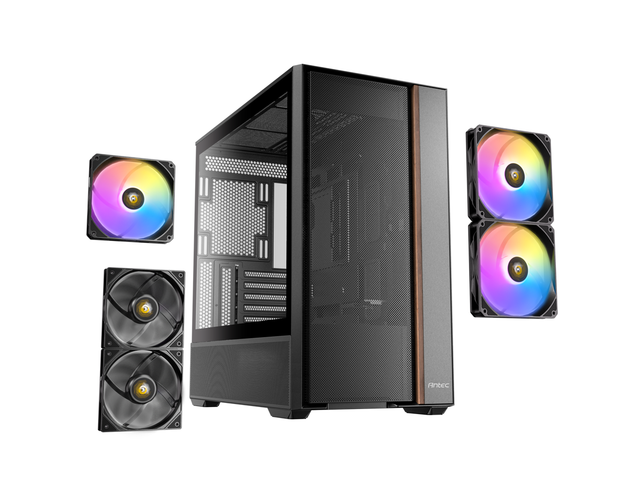 Antec FLUX Rear, 5 PWM Fans, F LUX Platform, Wood Accents