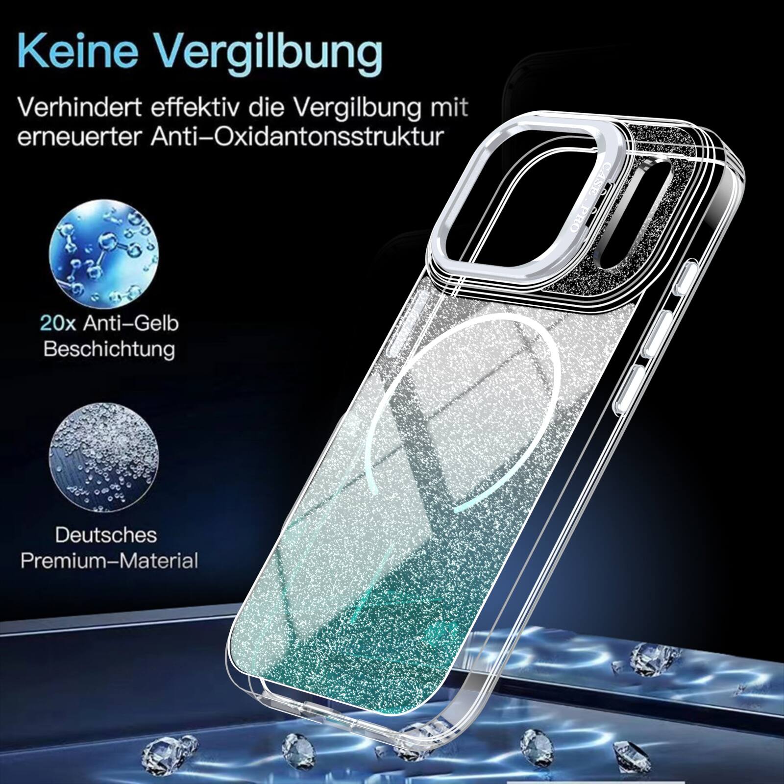 Keine Vergilbung  
Verhindert effektiv die Vergilbung mit erneuerter Anti-Oxidantonsstruktur  
20x Anti-Gelb Beschichtung  
Deutsches Premium-Material
