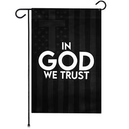 G128 - In God We Trust Patriotic Garden Flag 12x18 in Double-Sided Religious Yard Decor - Black