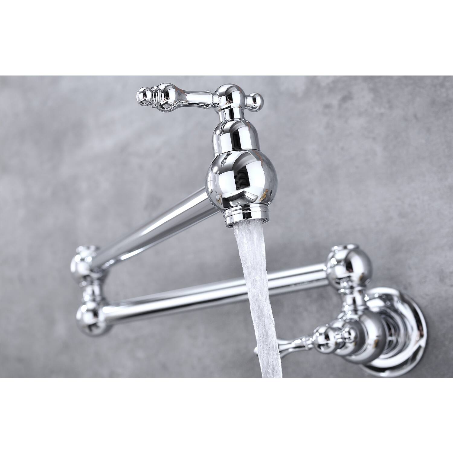 Alt View 5. Siljoy - Wall Mount Folding Kitchen Pot Filler Faucet - Chrome.