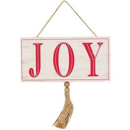 BreeBe - *Joy Tassel Hanging Sign - White, Red