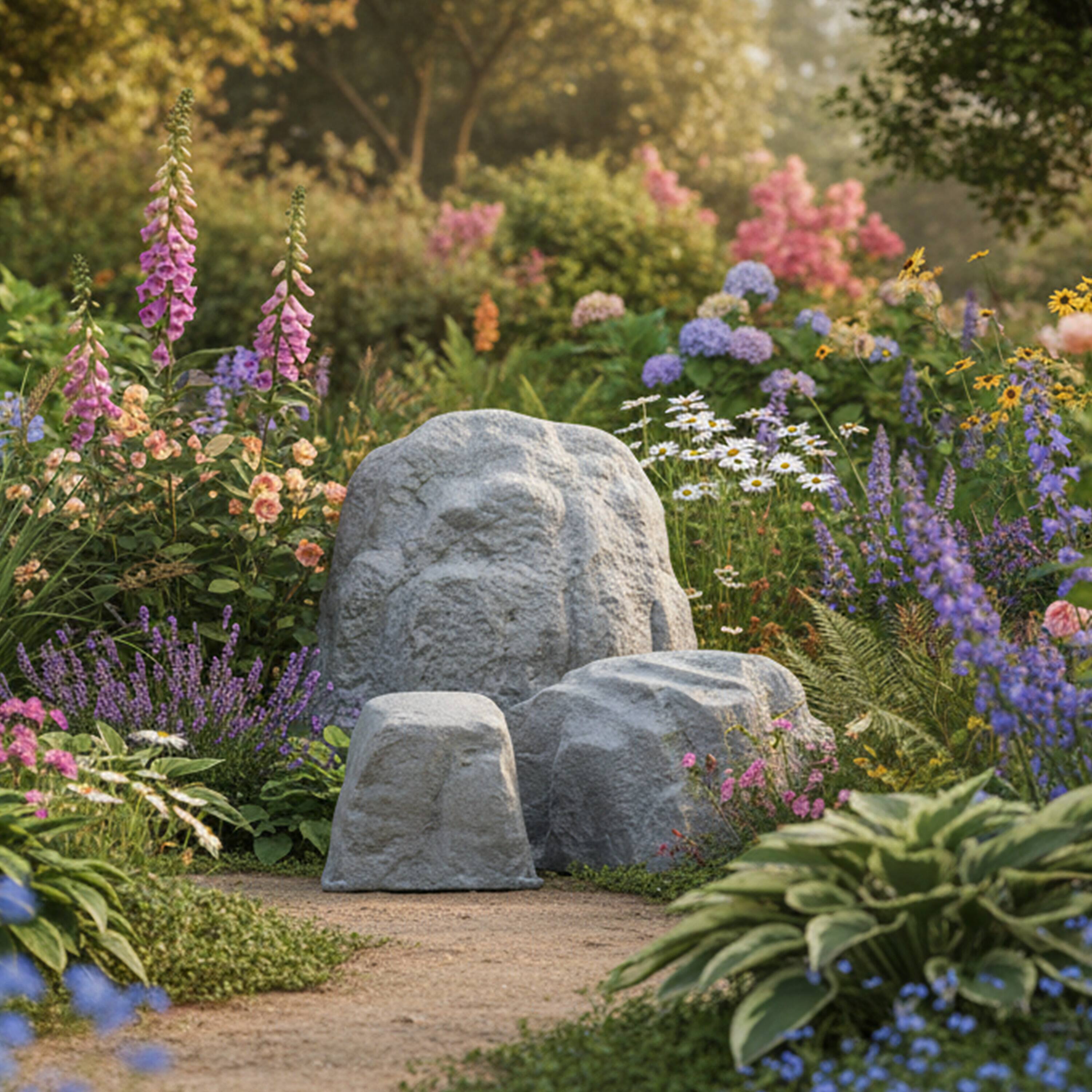 Alt View 7. Sunnydaze - 3-Piece Faux Landscape Rock Set - Gray.