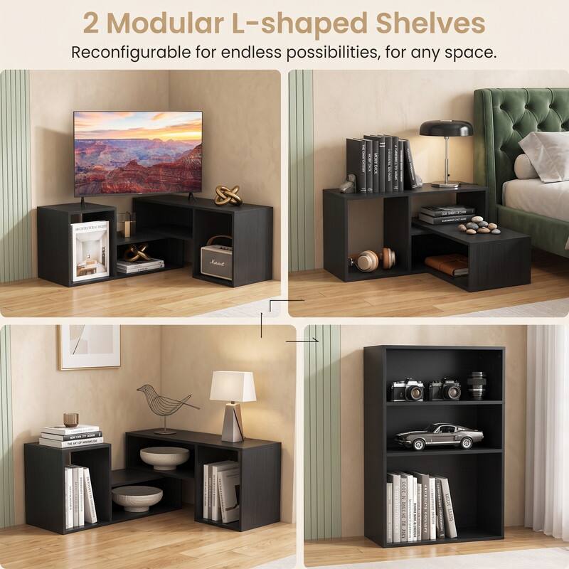 2 Modular L-shaped Shelves  
Reconfigurable for endless possibilities, for any space.
