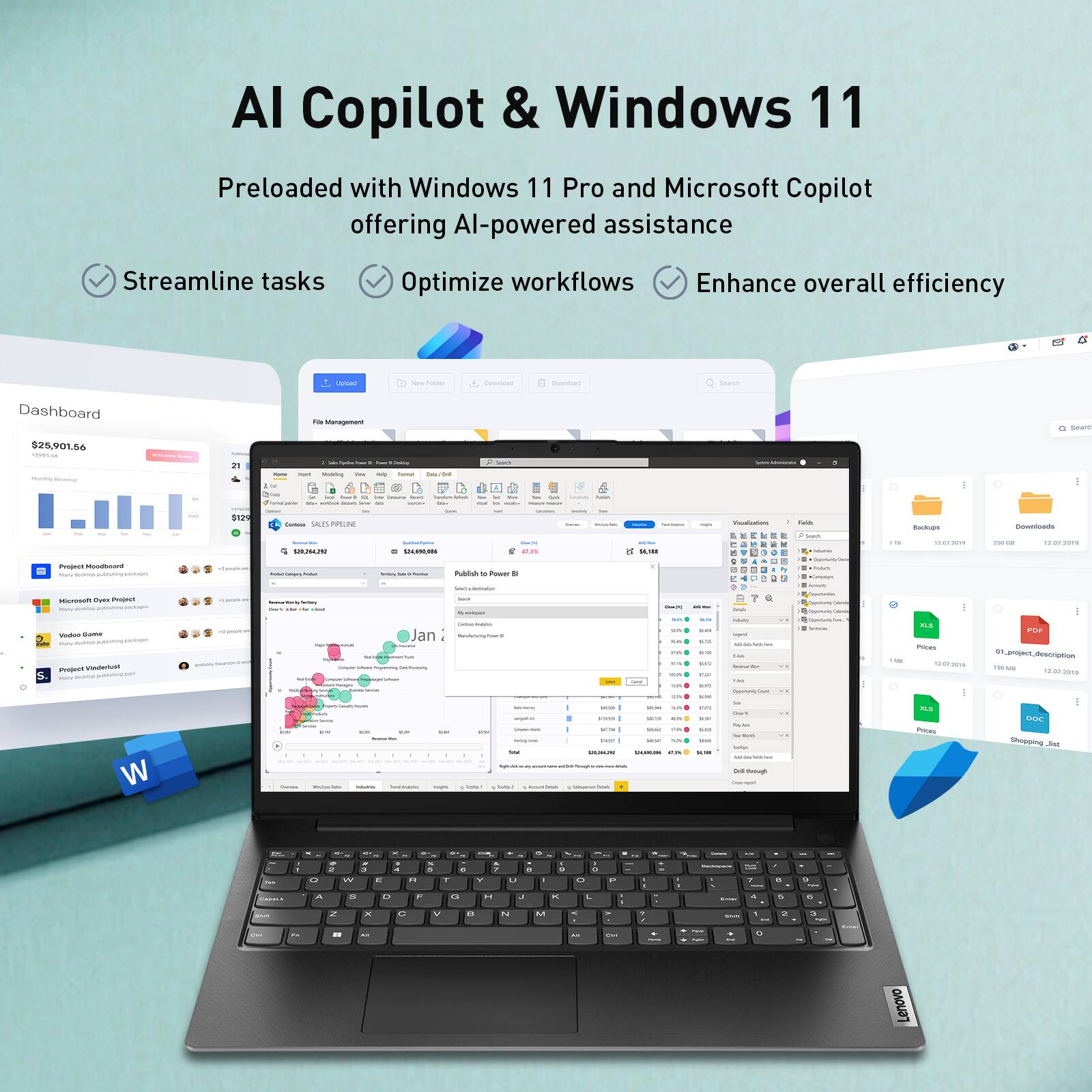 AI Copilot & Windows 11

Preloaded with Windows 11 Pro and Microsoft Copilot offering AI-powered assistance

- Streamline tasks
- Optimize workflows
- Enhance overall efficiency

Dashboard

$25,901.56

Project Roadmap

Microsoft Excel Project

Video Game Project

Project Management

File Management

$12,942.73

$1,418

Backup

Downloads

$1,418

$1,418

$1,418

$1,418

$1,418

$1,418

$1,418

$1,418

$1,418

$1,418

$1,418

$1,418

$1,418

$1,418

$1,418

$1,418

$1,418

$1,418

$1,418

$1,418

$1,418

$1,418

$1,418

