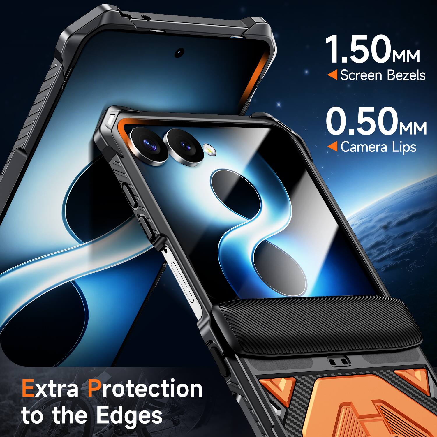 1.50MM Screen Bezels  
0.50MM Camera Lips  
Extra Protection to the Edges