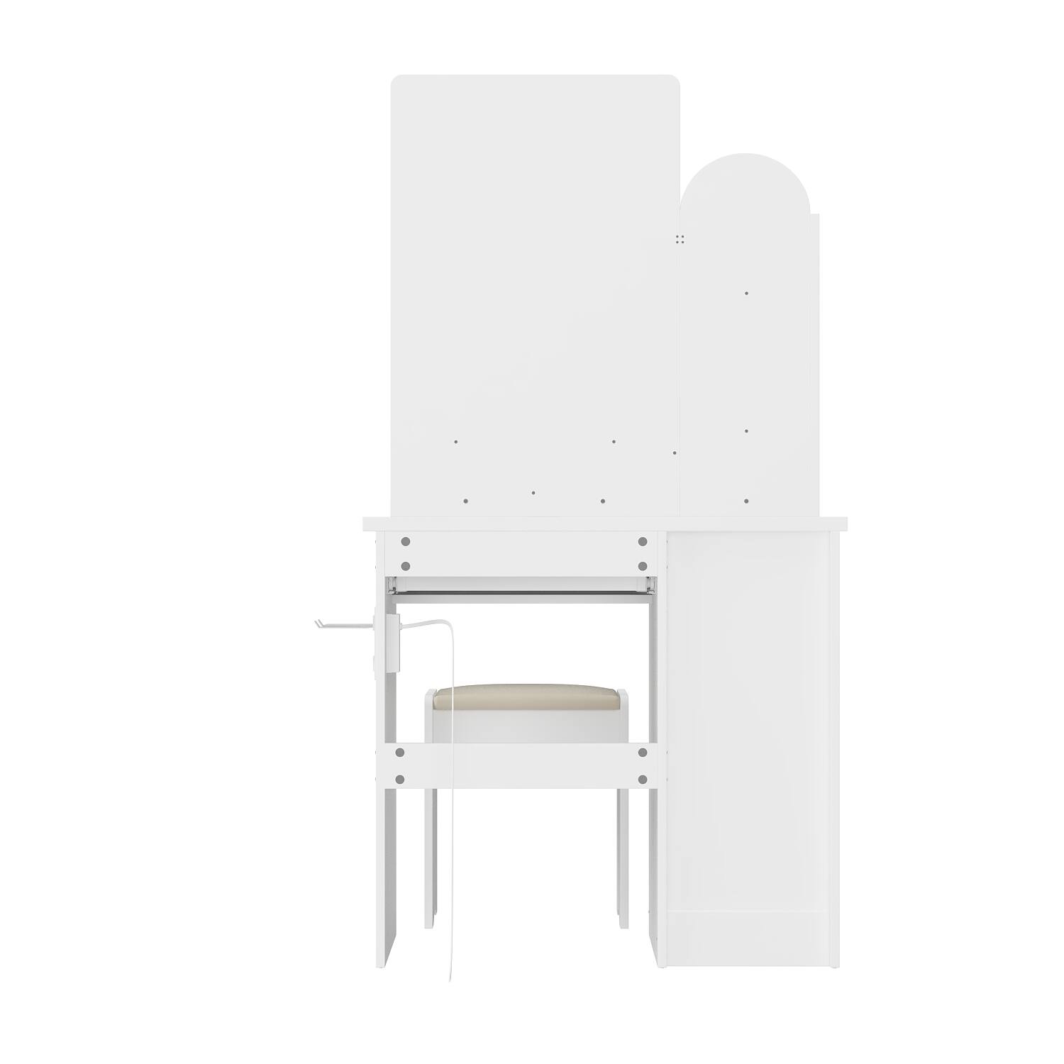 Back. Famapy - Vanity Dresser with LED Mirror & Built - in Power: All - in - One Beauty Station - White.